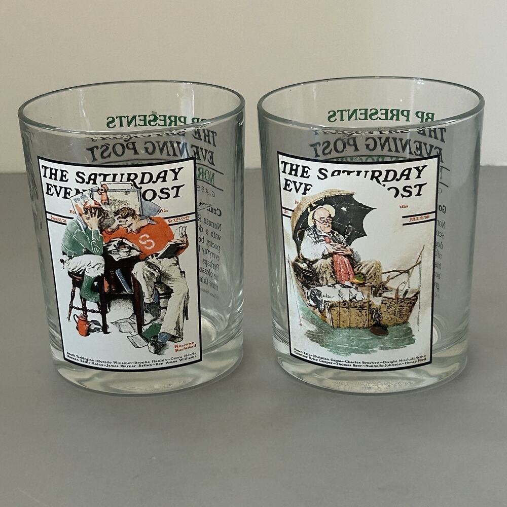 Norman Rockwell The Saturday Evening Post Tumblers Glassware Lot of 2 - #1